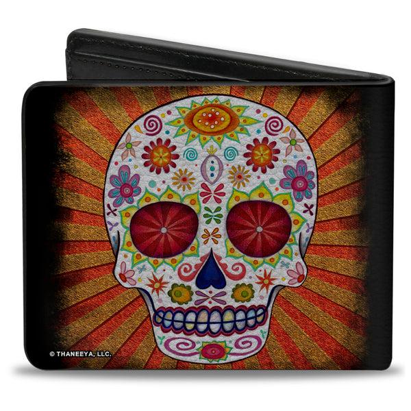Buckle-Down Bi-Fold Wallet - Sugar Skull Rays Black Multi Color