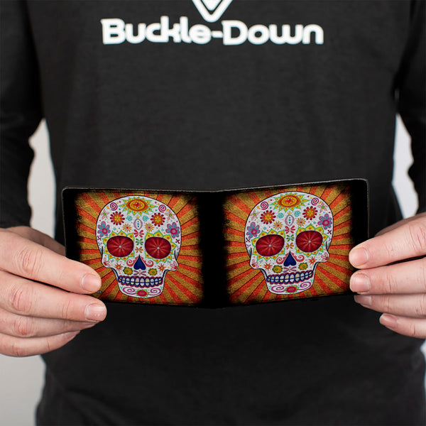 Buckle-Down Bi-Fold Wallet - Sugar Skull Rays Black Multi Color