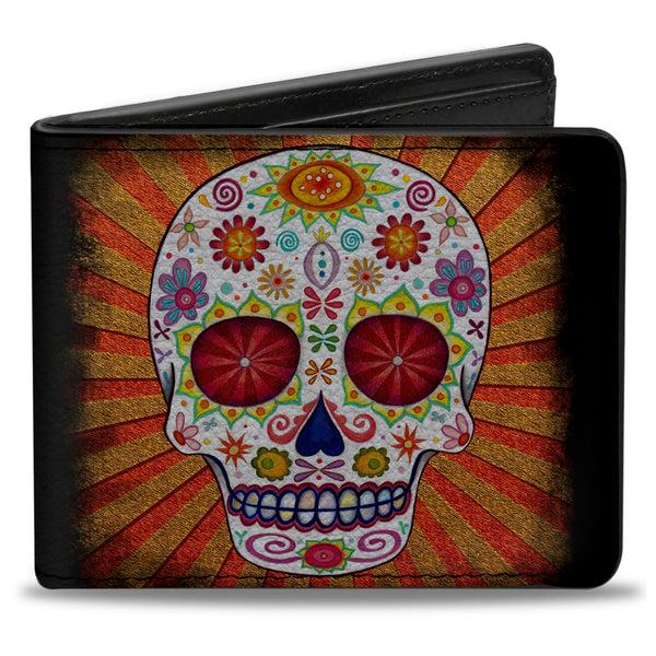 Buckle-Down Bi-Fold Wallet - Sugar Skull Rays Black Multi Color