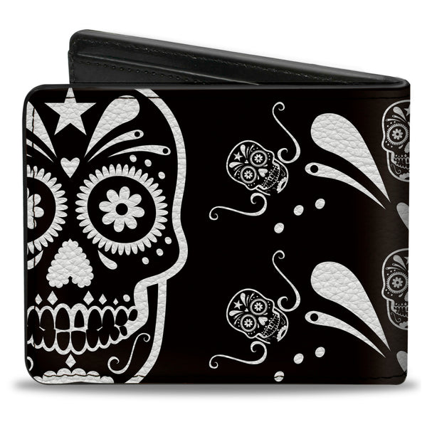 Buckle-Down Bi-Fold Wallet - Sugar Skulls Black White