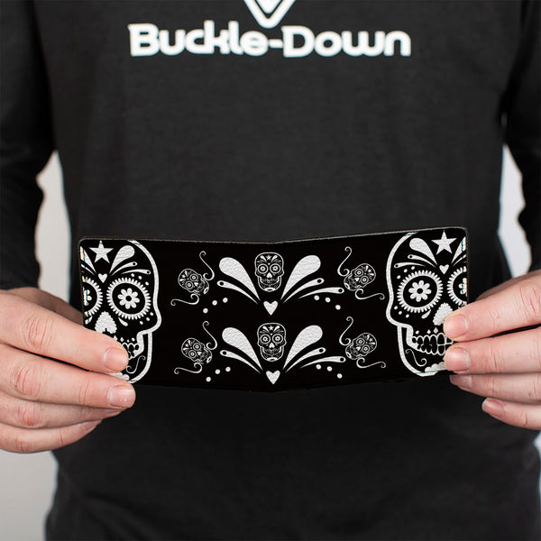Buckle-Down Bi-Fold Wallet - Sugar Skulls Black White
