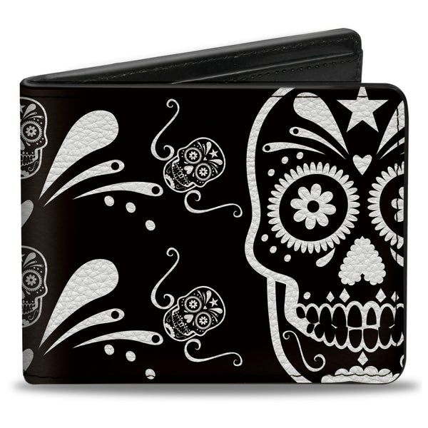 Buckle-Down Bi-Fold Wallet - Sugar Skulls Black White
