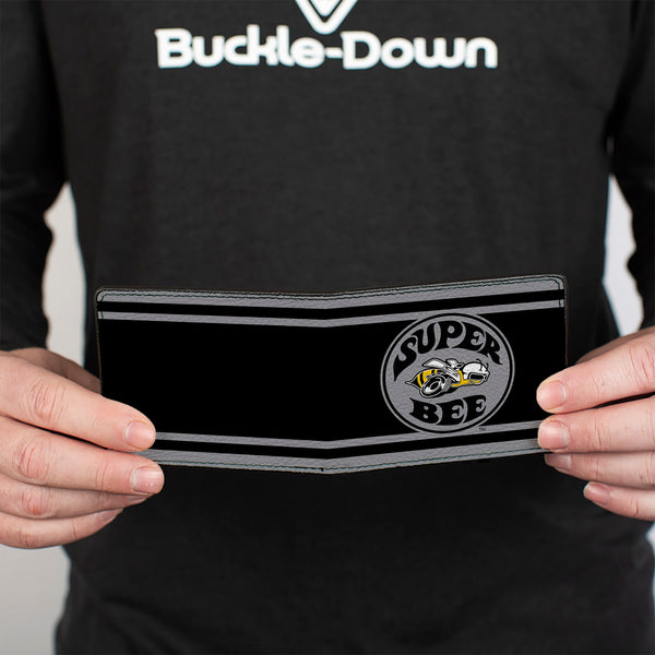 Buckle-Down Bi-Fold Wallet - SUPER BEE Logo Stripes Black Gray