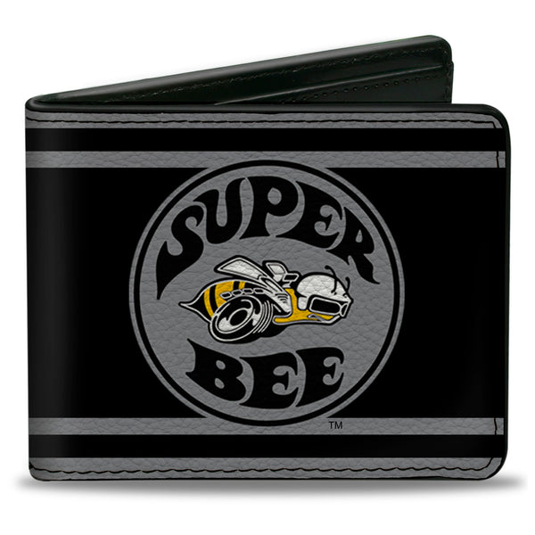 Buckle-Down Bi-Fold Wallet - SUPER BEE Logo Stripes Black Gray