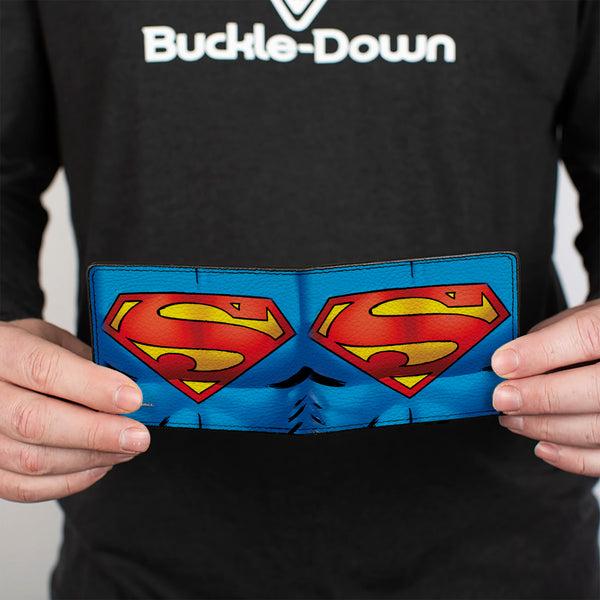 Buckle-Down Bi-Fold Wallet - Superman Galactic Battle Chest Logo Blue Red Yellow