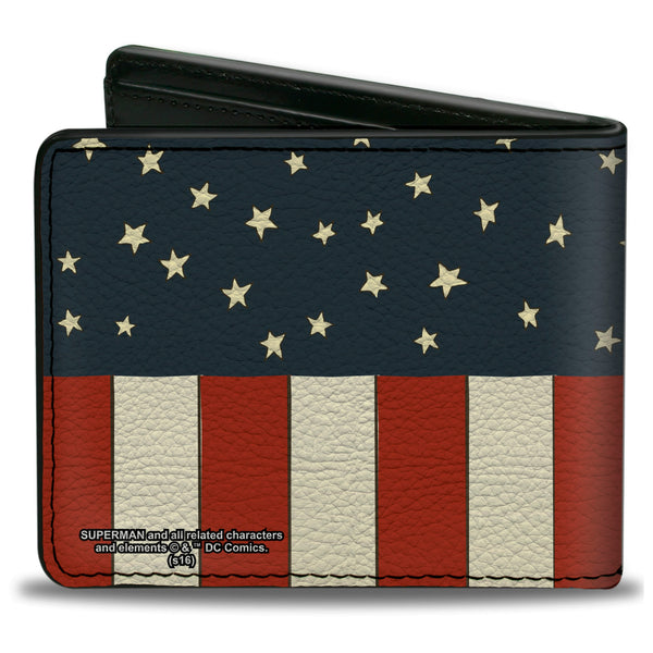 Buckle-Down Bi-Fold Wallet - Superman Shield Americana Red White Blue Yellow