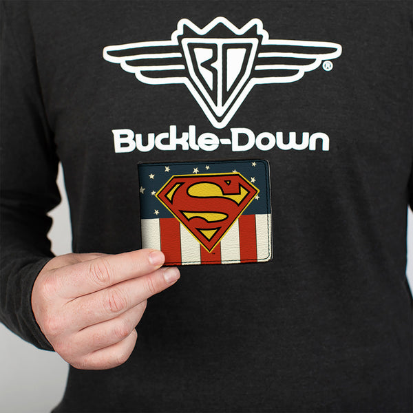 Buckle-Down Bi-Fold Wallet - Superman Shield Americana Red White Blue Yellow