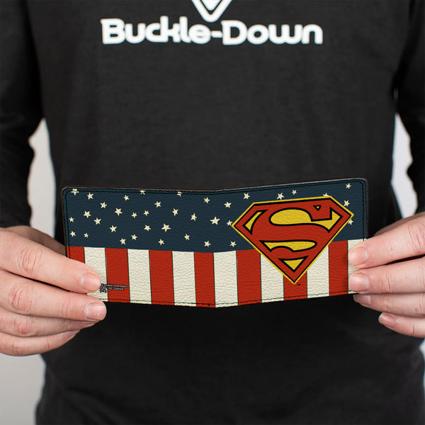 Buckle-Down Bi-Fold Wallet - Superman Shield Americana Red White Blue Yellow