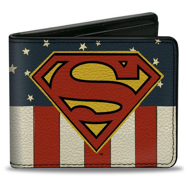 Buckle-Down Bi-Fold Wallet - Superman Shield Americana Red White Blue Yellow