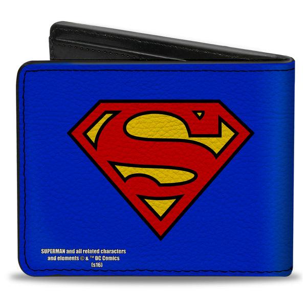 Buckle-Down Bi-Fold Wallet - Superman Shield Blue Red Yellow