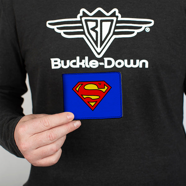 Buckle-Down Bi-Fold Wallet - Superman Shield Blue Red Yellow