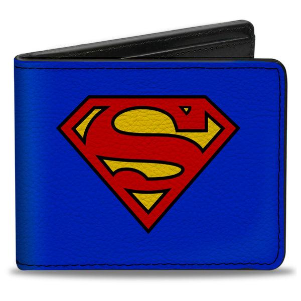 Buckle-Down Bi-Fold Wallet - Superman Shield Blue Red Yellow