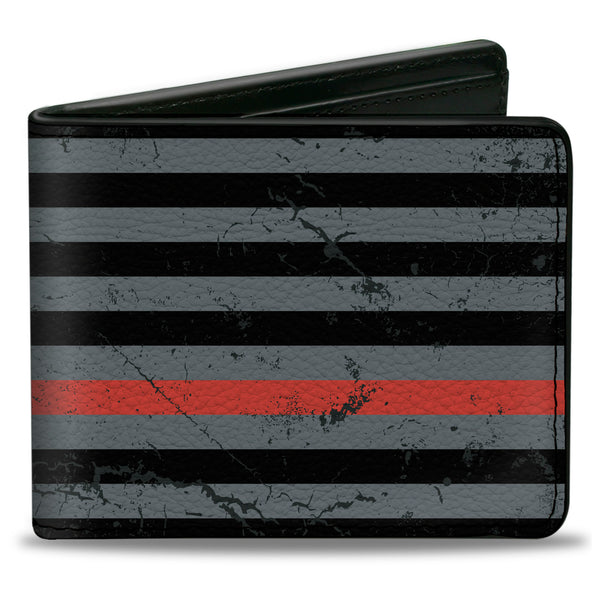 Buckle-Down Bi-Fold Wallet - Superman Shield Thin Red Line Weathered Gray Black Red