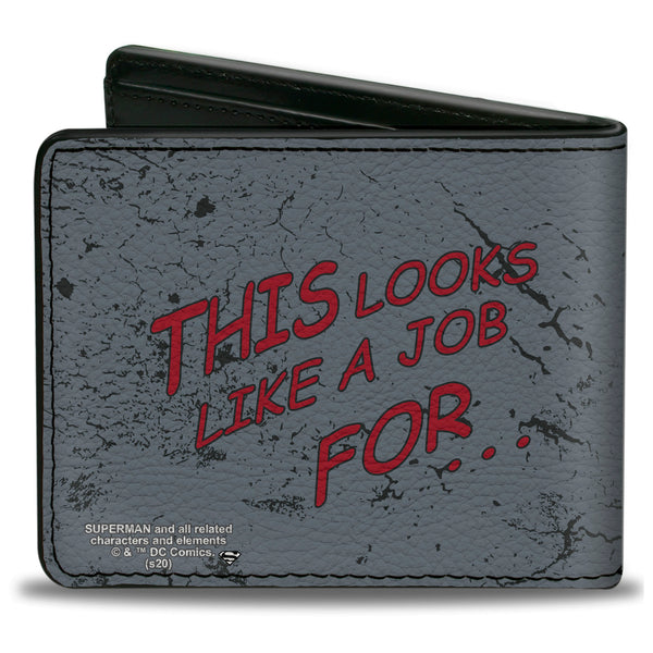 Buckle-Down Bi-Fold Wallet - Superman THE ORIGINAL MAN OF STEEL Badge + Quote Weathered Grays Red