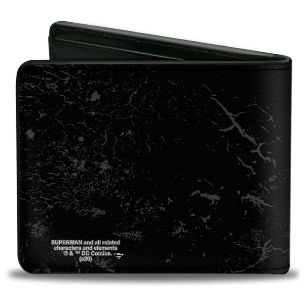 Buckle-Down Bi-Fold Wallet - Superman THE ORIGINAL MAN OF STEEL Badge Weathered Black Red Yellow