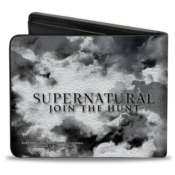 Buckle-Down Bi-Fold Wallet - Supernatural 4-Character Poses + SUPERNATURAL-JOIN THE HUNT Clouds Grays Black