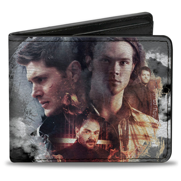 Buckle-Down Bi-Fold Wallet - Supernatural 4-Character Poses + SUPERNATURAL-JOIN THE HUNT Clouds Grays Black