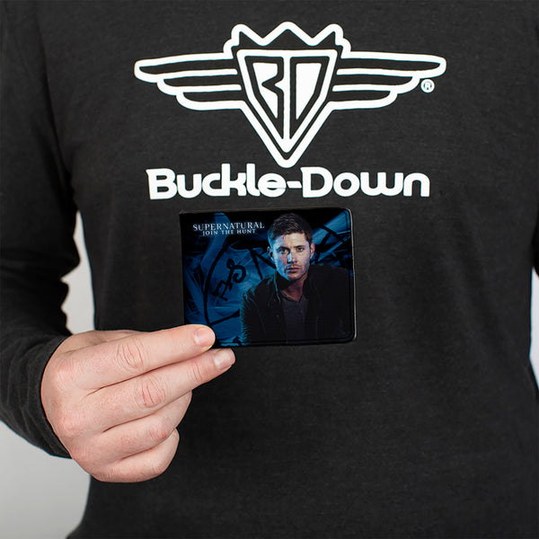 Buckle-Down Bi-Fold Wallet - SUPERNATURAL Dean Pose2 JOIN THE HUNT Blues White