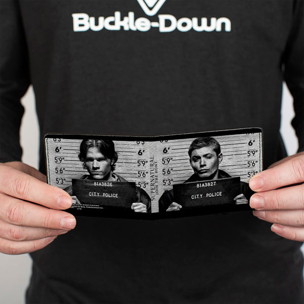 Buckle-Down Bi-Fold Wallet - Supernatural Dean + Sam Mug Shots Grays Black White
