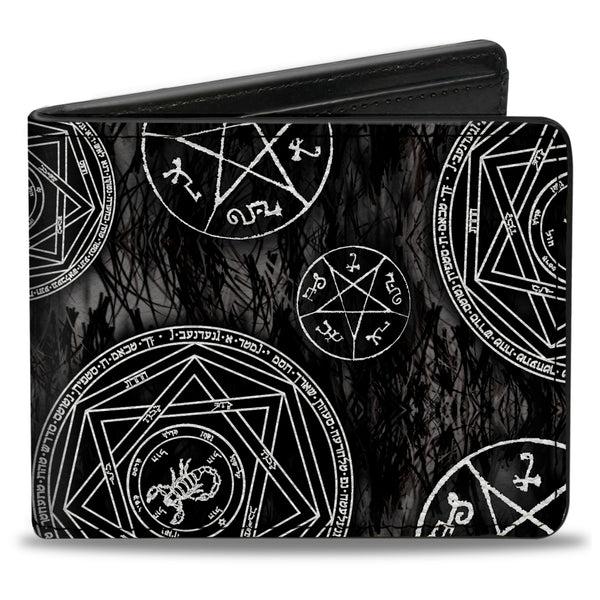 Buckle-Down Bi-Fold Wallet - Supernatural Devil's Trap Pentagrams Grays Black White