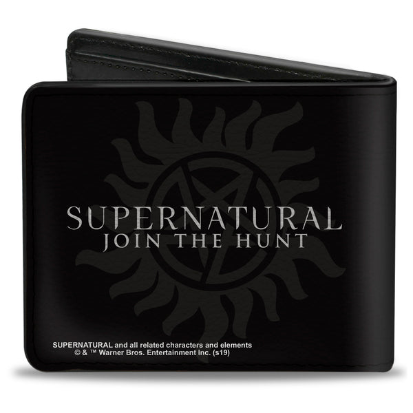 Buckle-Down Bi-Fold Wallet - Supernatural SAVING PEOPLE HUNTING THINGS + Logo Black Gray White