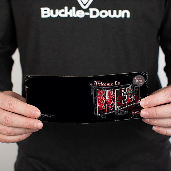 Buckle-Down Bi-Fold Wallet - Supernatural WELCOME TO HELL Flames Skulls Chains Black Gray Red White