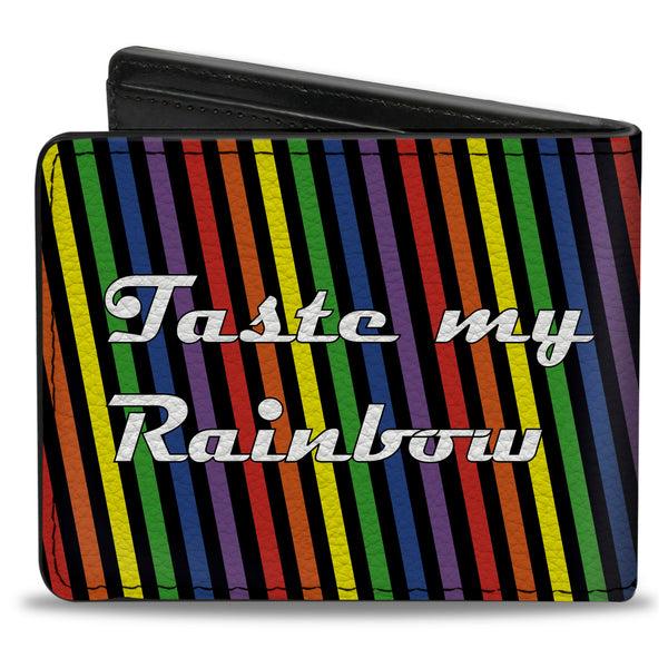 Buckle-Down Bi-Fold Wallet - TASTE MY RAINBOW Black Multi Color