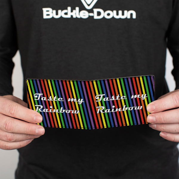 Buckle-Down Bi-Fold Wallet - TASTE MY RAINBOW Black Multi Color