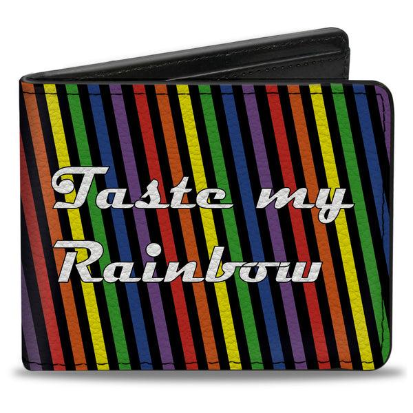 Buckle-Down Bi-Fold Wallet - TASTE MY RAINBOW Black Multi Color