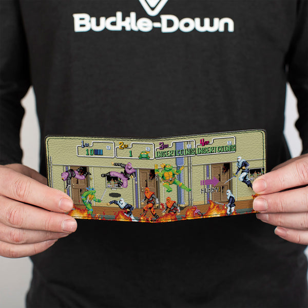 Buckle-Down Bi-Fold Wallet - Teenage Mutant Ninja Turtles 8-Bit Video Battle Scene