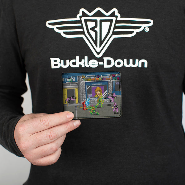 Buckle-Down Bi-Fold Wallet - Teenage Mutant Ninja Turtles Battle Purple Foot Soldier Ninja Arcade Scene