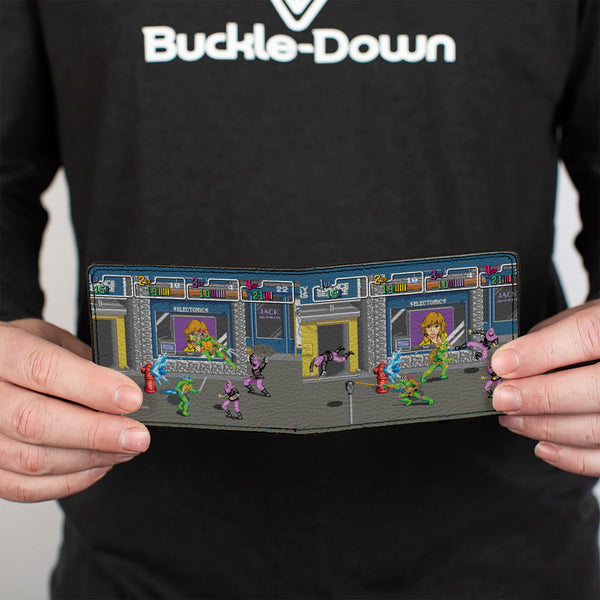 Buckle-Down Bi-Fold Wallet - Teenage Mutant Ninja Turtles Battle Purple Foot Soldier Ninja Arcade Scene