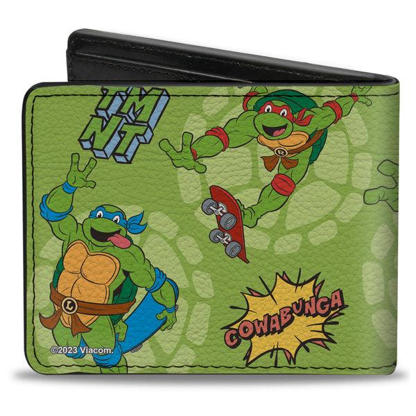 Buckle-Down Bi-Fold Wallet - Teenage Mutant Ninja Turtles COWABUNGA Skateboarding Poses Greens