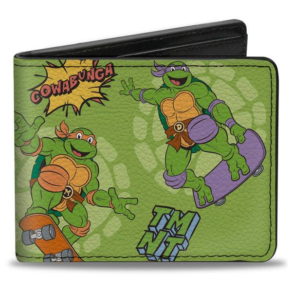 Buckle-Down Bi-Fold Wallet - Teenage Mutant Ninja Turtles COWABUNGA Skateboarding Poses Greens