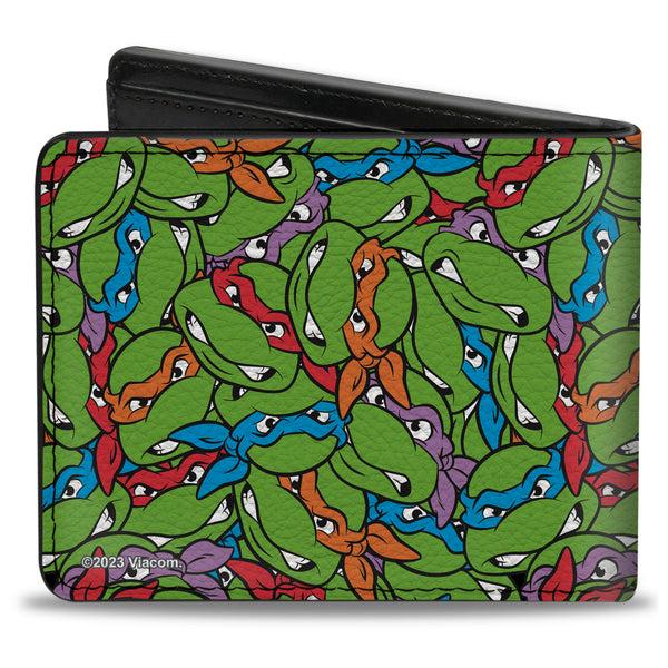 Buckle-Down Bi-Fold Wallet - Teenage Mutant Ninja Turtles Faces Stacked Green/Multi Color