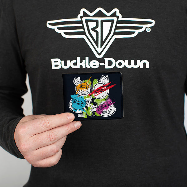 Buckle-Down Bi-Fold Wallet - Teenage Mutant Ninja Turtles Faces And Doodles Black/White/Multi Color