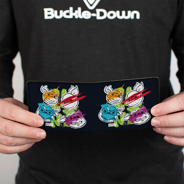 Buckle-Down Bi-Fold Wallet - Teenage Mutant Ninja Turtles Faces And Doodles Black/White/Multi Color