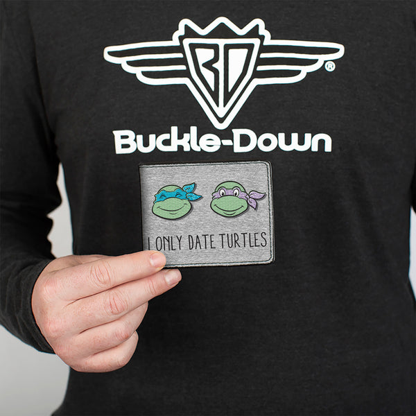 Buckle-Down Bi-Fold Wallet - Teenage Mutant Ninja Turtles I ONLY DATE TURTLES Expressions Grays