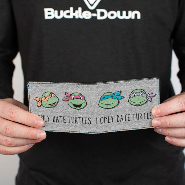 Buckle-Down Bi-Fold Wallet - Teenage Mutant Ninja Turtles I ONLY DATE TURTLES Expressions Grays