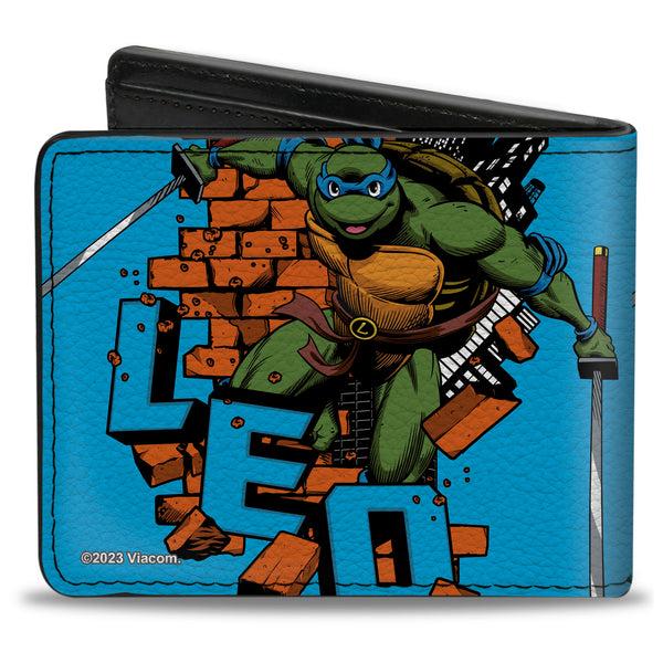 Buckle-Down Bi-Fold Wallet - Teenage Mutant Ninja Turtles LEO Action Pose Blue