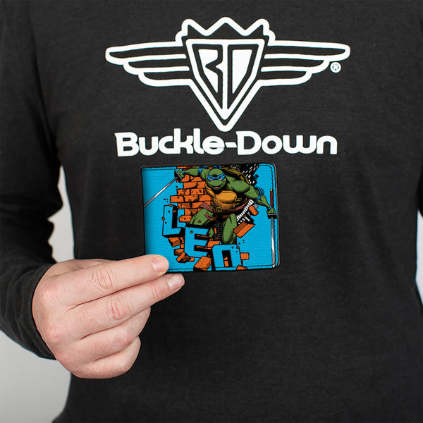 Buckle-Down Bi-Fold Wallet - Teenage Mutant Ninja Turtles LEO Action Pose Blue