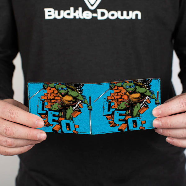 Buckle-Down Bi-Fold Wallet - Teenage Mutant Ninja Turtles LEO Action Pose Blue