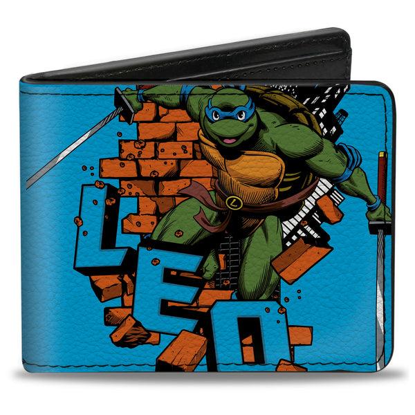 Buckle-Down Bi-Fold Wallet - Teenage Mutant Ninja Turtles LEO Action Pose Blue