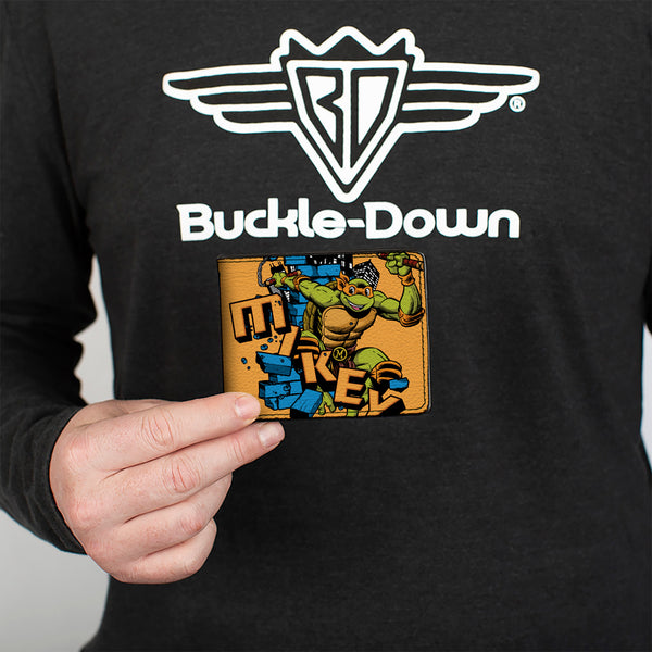 Buckle-Down Bi-Fold Wallet - Teenage Mutant Ninja Turtles MIKEY Action Pose Orange