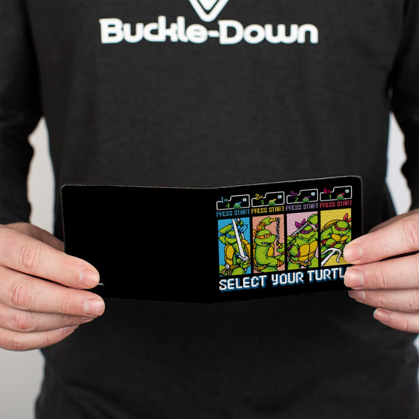 Buckle-Down Bi-Fold Wallet - Teenage Mutant Ninja Turtles SELECT YOUR TURTLE Start Screen Pose Blocks