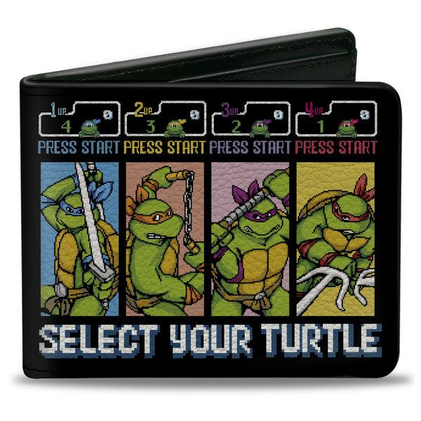 Buckle-Down Bi-Fold Wallet - Teenage Mutant Ninja Turtles SELECT YOUR TURTLE Start Screen Pose Blocks