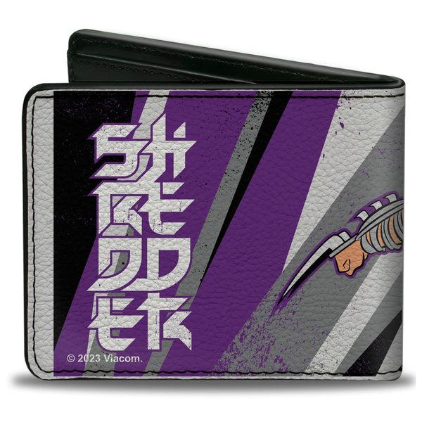 Buckle-Down Bi-Fold Wallet - Teenage Mutant Ninja Turtles SHREDDER Action Pose And Text Black/Purples