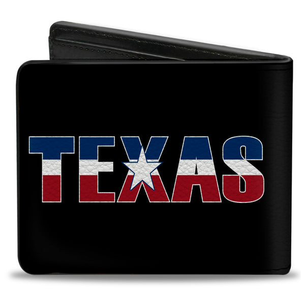Buckle-Down Bi-Fold Wallet - TEXAS W Star Black White Blue Red