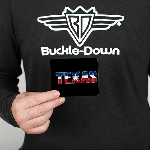Buckle-Down Bi-Fold Wallet - TEXAS W Star Black White Blue Red