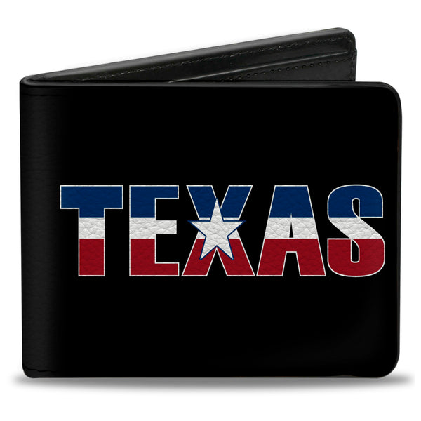 Buckle-Down Bi-Fold Wallet - TEXAS w Star Black White Blue Red
